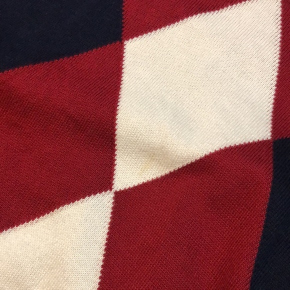Lacoste mens 5 L large red argyle plaid v neck pull over sweater - Picture 6 of 6